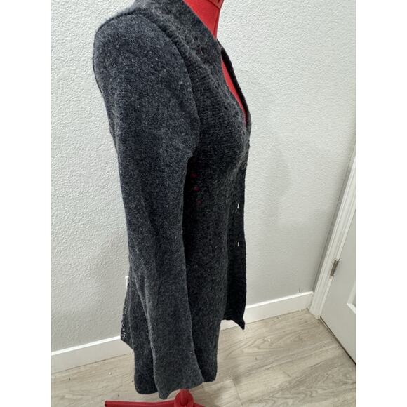 Gray Knit Button Down Cardigan Long Sleeve Cozy Casual Warm Sweater - Picture 3 of 7